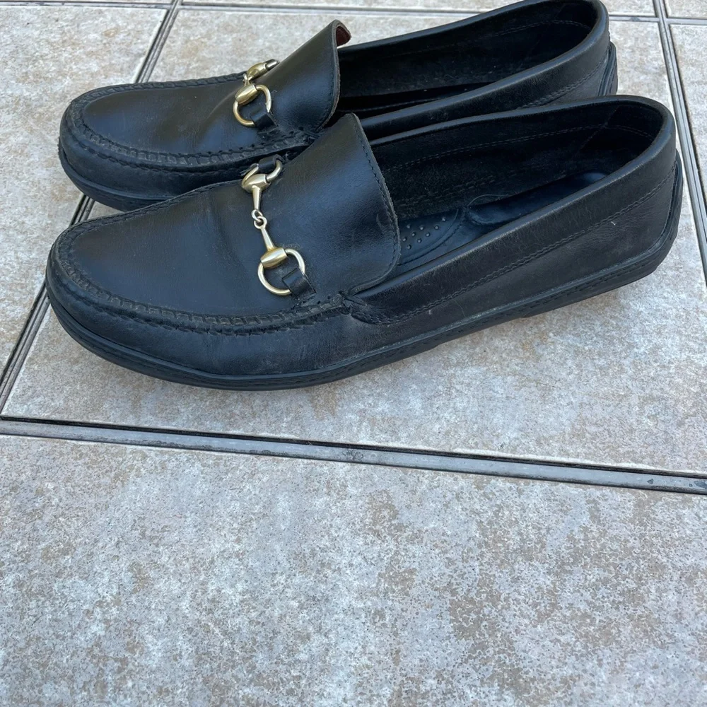 Gucci Black Leather Italian Loafers